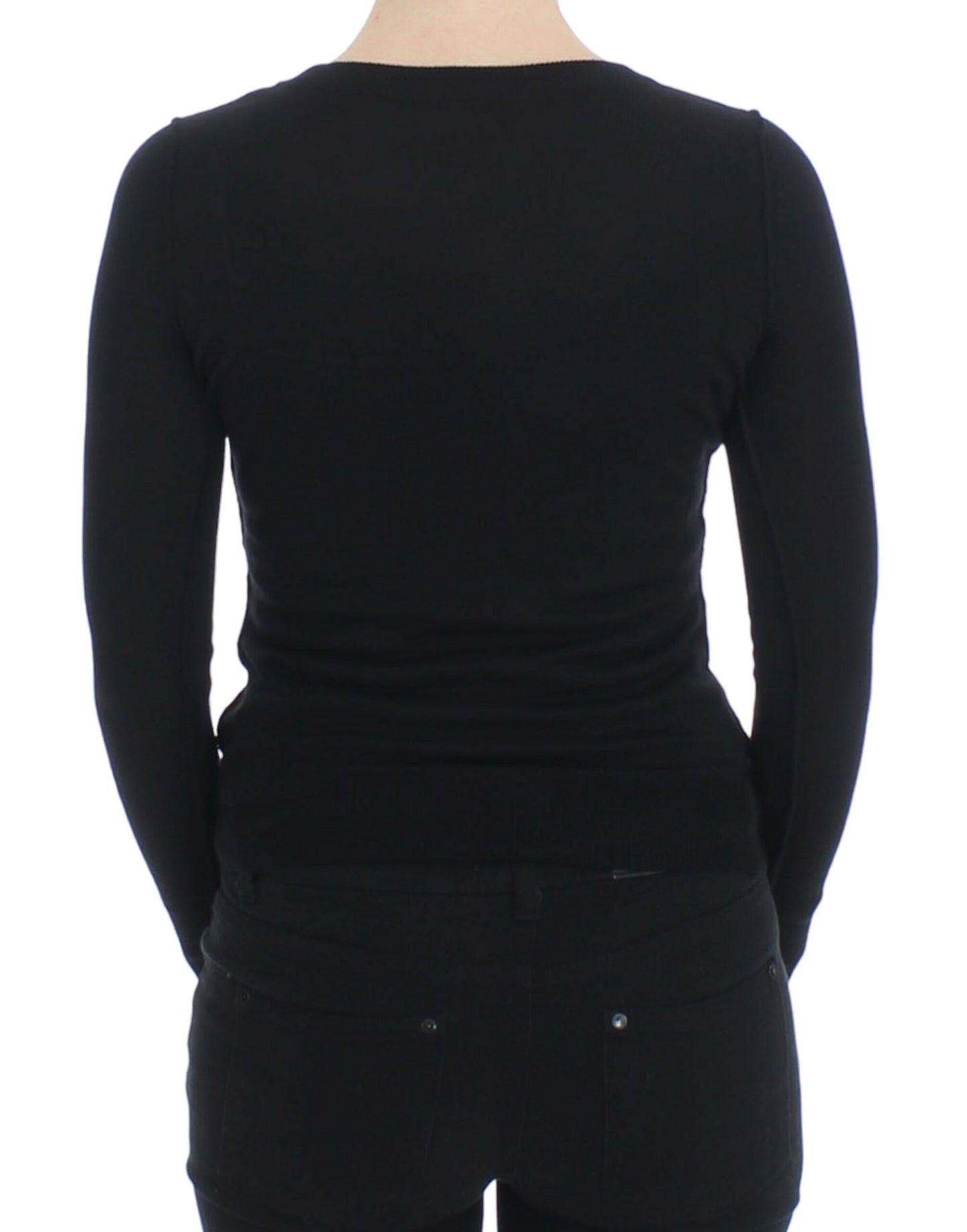 Black Wool Crewneck Sweater Pullover Top