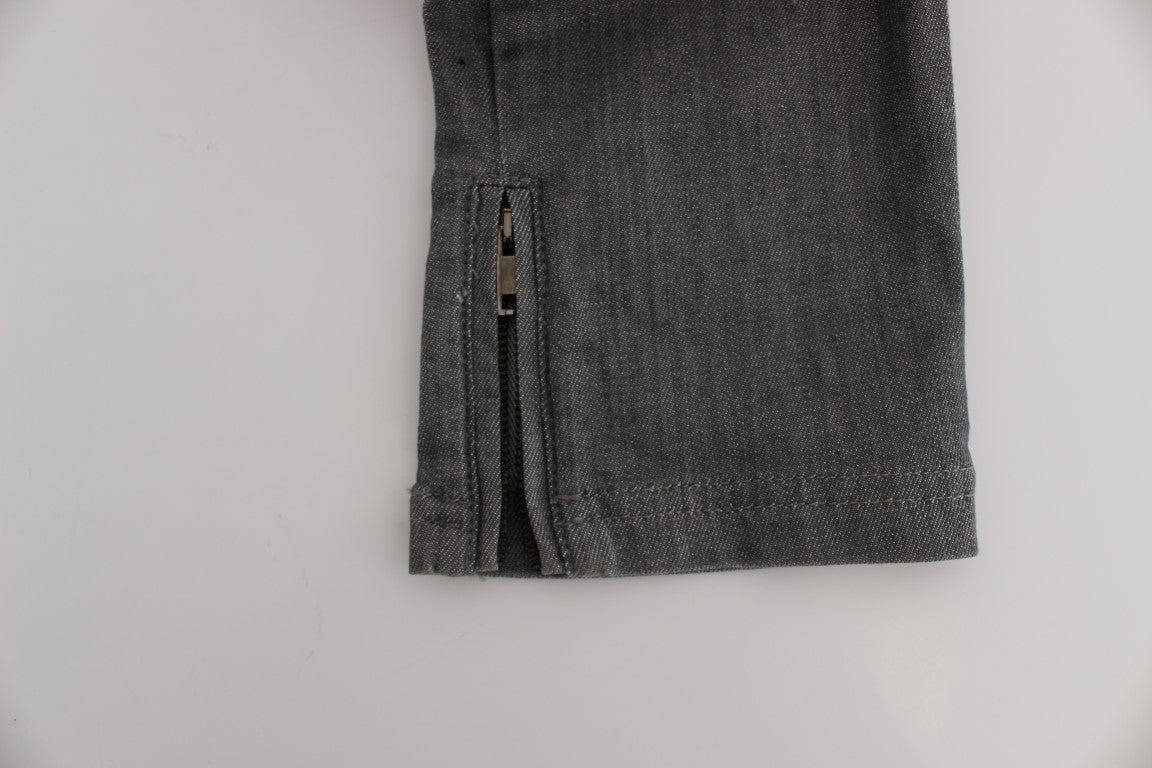 Chic Gray Slim-Fit Designer Jeans