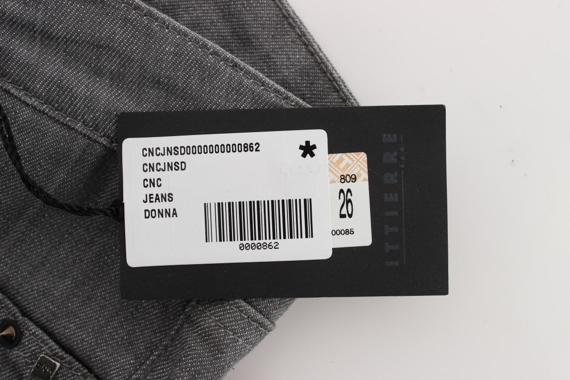 Chic Gray Slim-Fit Designer Jeans