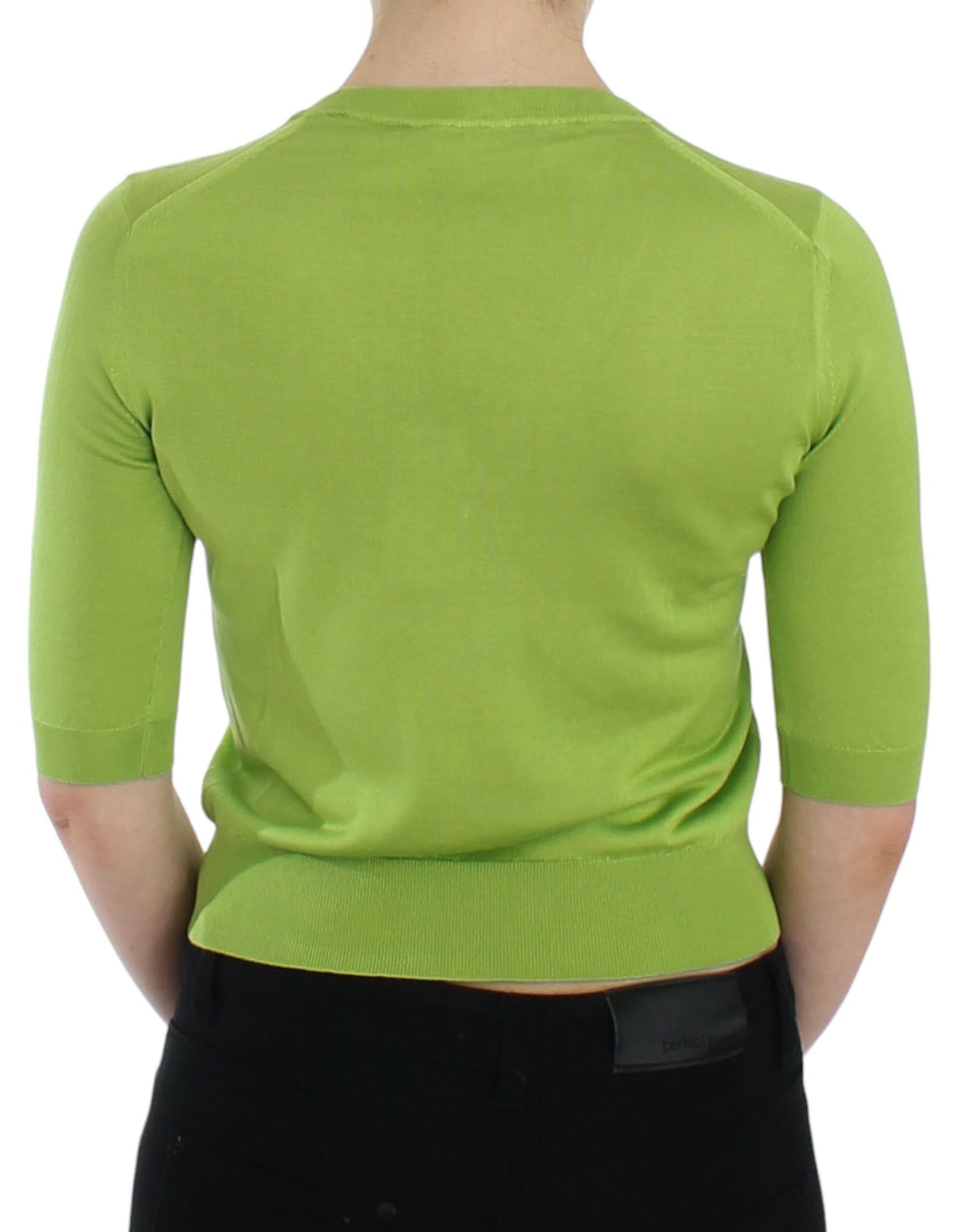 Green Wool V-neck Pullover Sweater Top