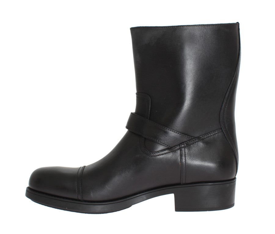 Elegant Black Leather Designer Boots