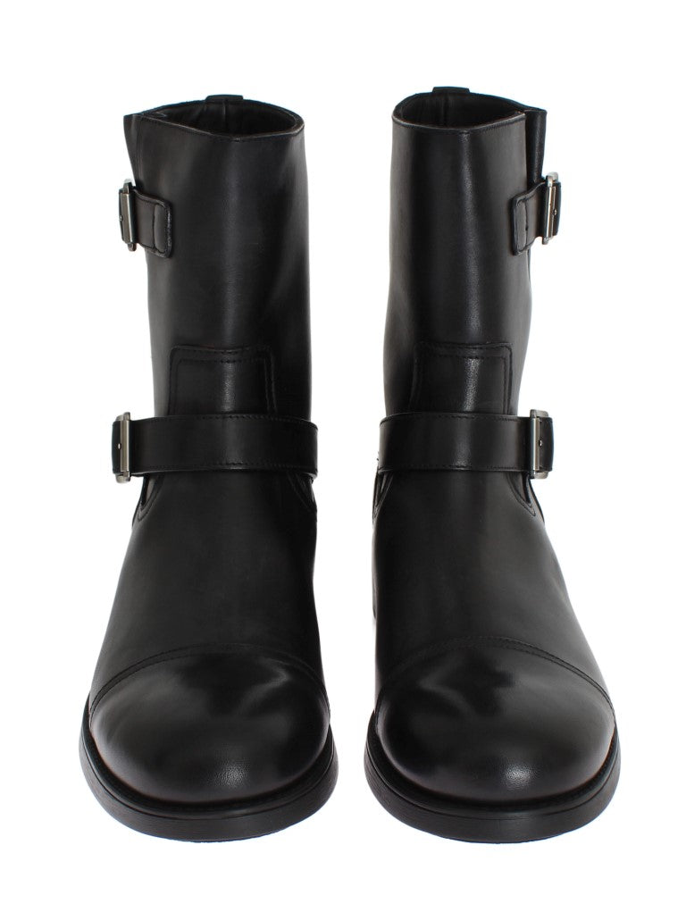 Elegant Black Leather Designer Boots