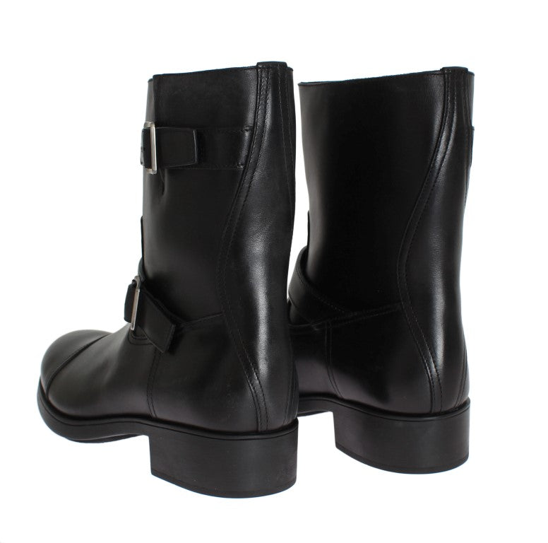 Elegant Black Leather Designer Boots