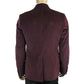 Men's 2 Buttons Wine Printed Cotton Elastane Stretch Jacket