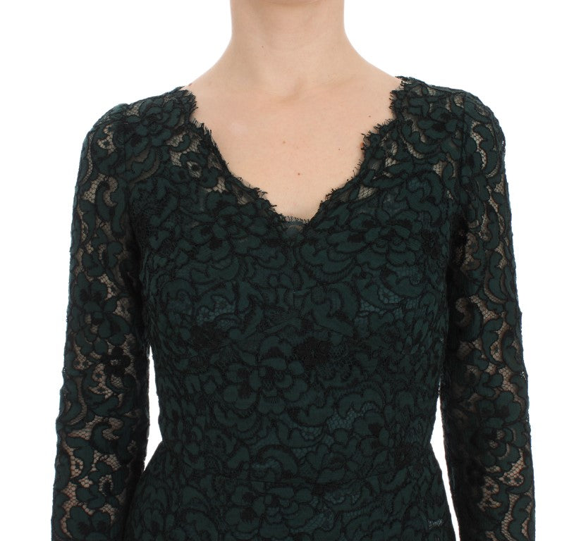 Green Floral Lace Full Length Dress