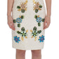 White Brocade Crystal Sheath Dress