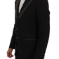 Elegant Slim Fit Black Wool Blazer