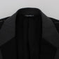 Elegant Slim Fit Black Wool Blazer