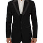Elegant Slim Fit Black Wool Blazer