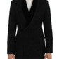 Elegant Slim Fit Black Silk-Blend Blazer