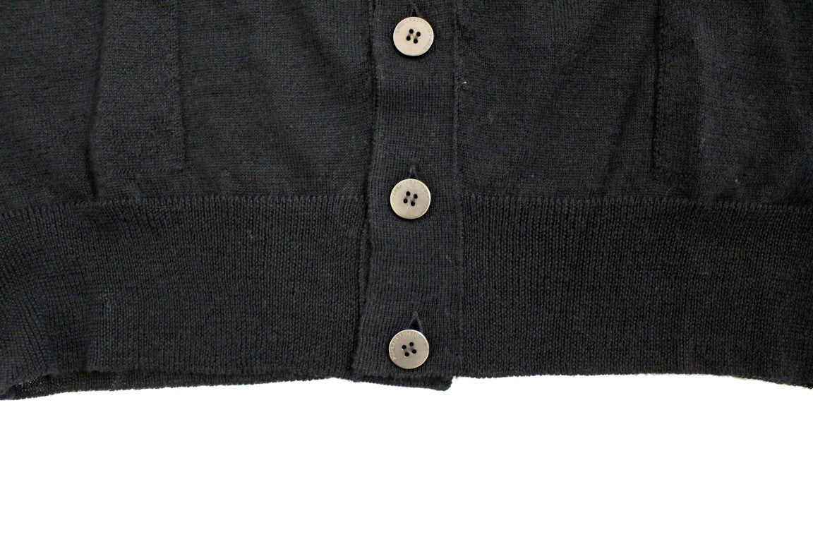 Elegant Black Wool Blend Cardigan