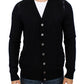 Elegant Black Wool Blend Cardigan