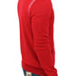 Elegant Red Wool Blend Cardigan Sweater
