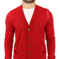 Elegant Red Wool Blend Cardigan Sweater