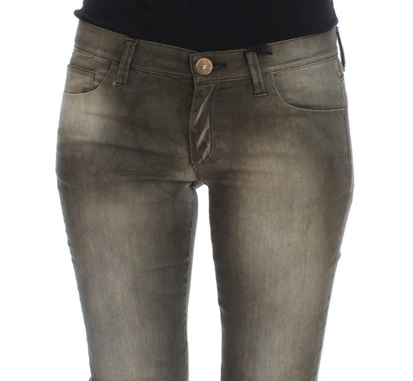 Chic Gray Slim Fit Italian Denim