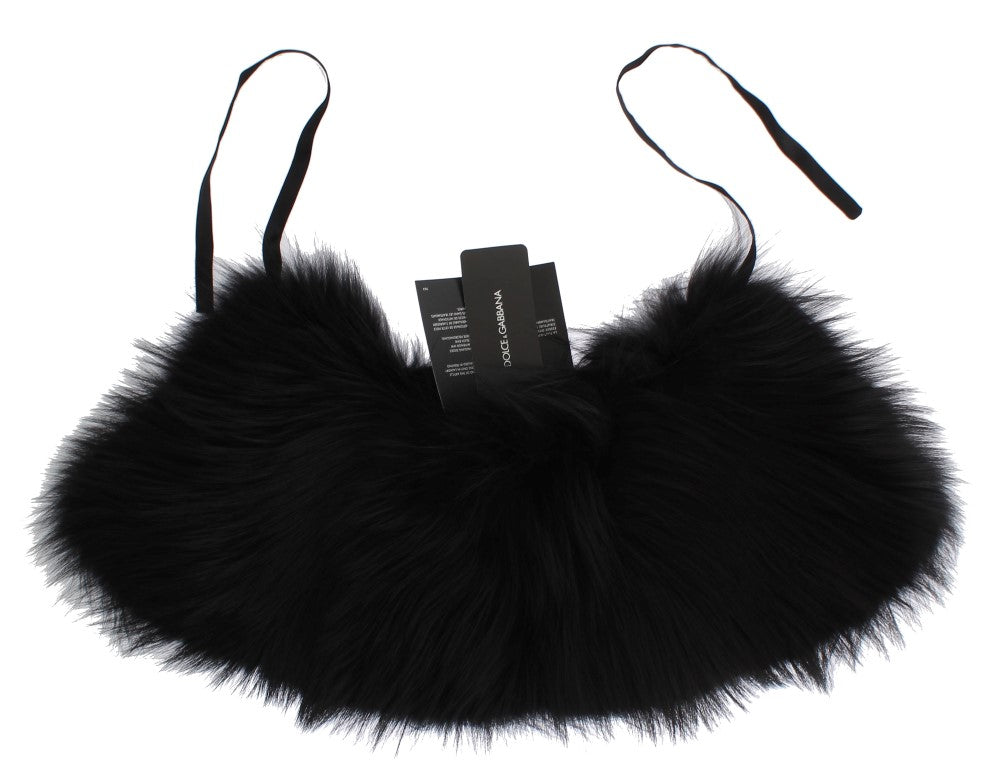 Black Fox Fur Collar Scarf