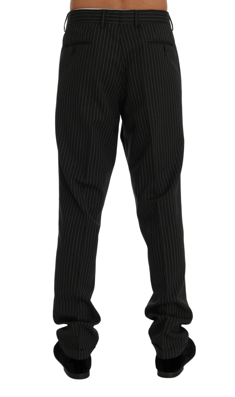 Elegant Gray Striped Dress Trousers