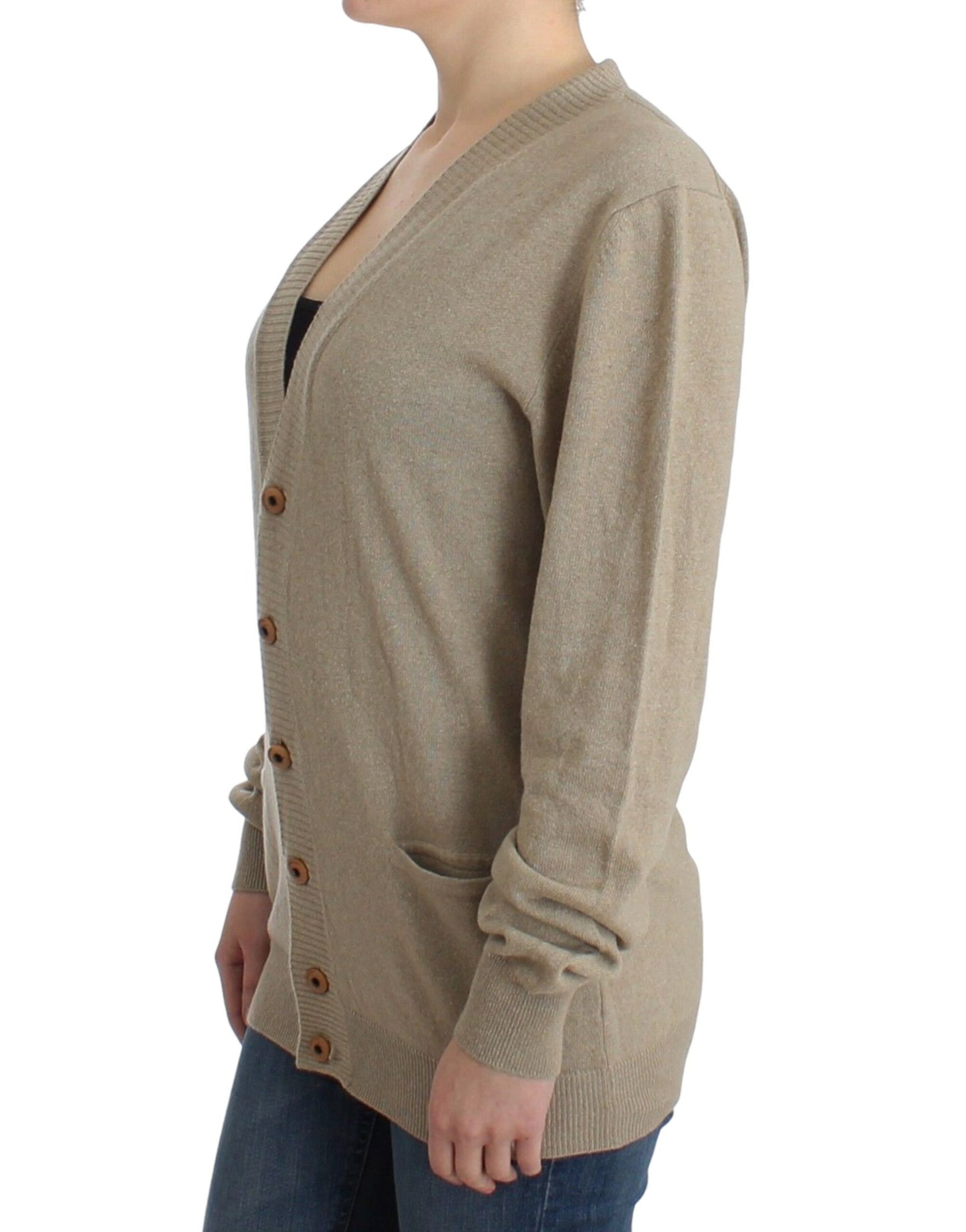 Beige Cardigan Wool Cashmere Sweater Knit