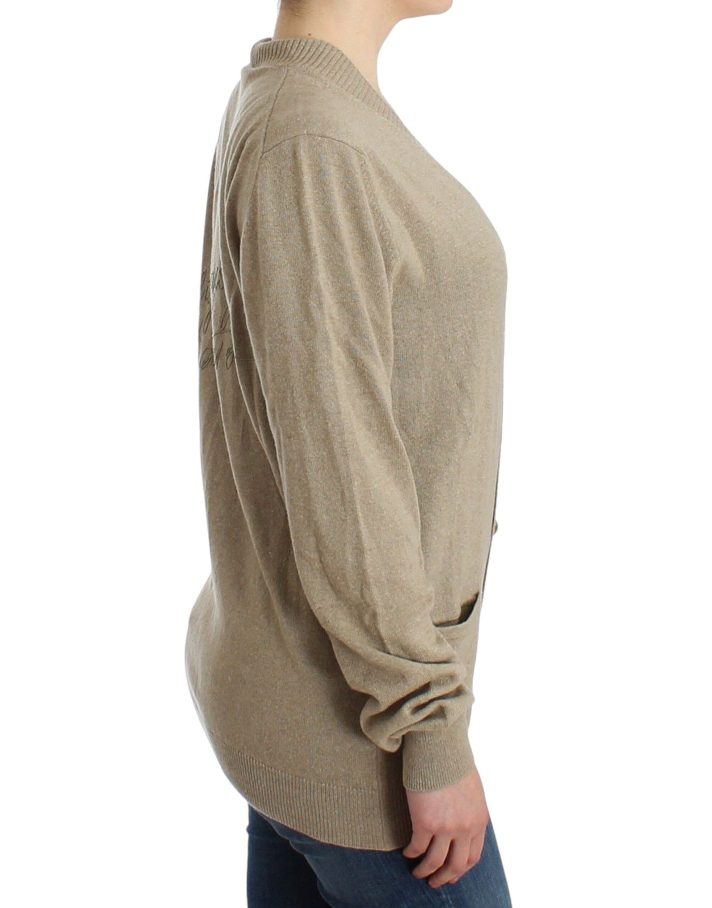 Beige Cardigan Wool Cashmere Sweater Knit