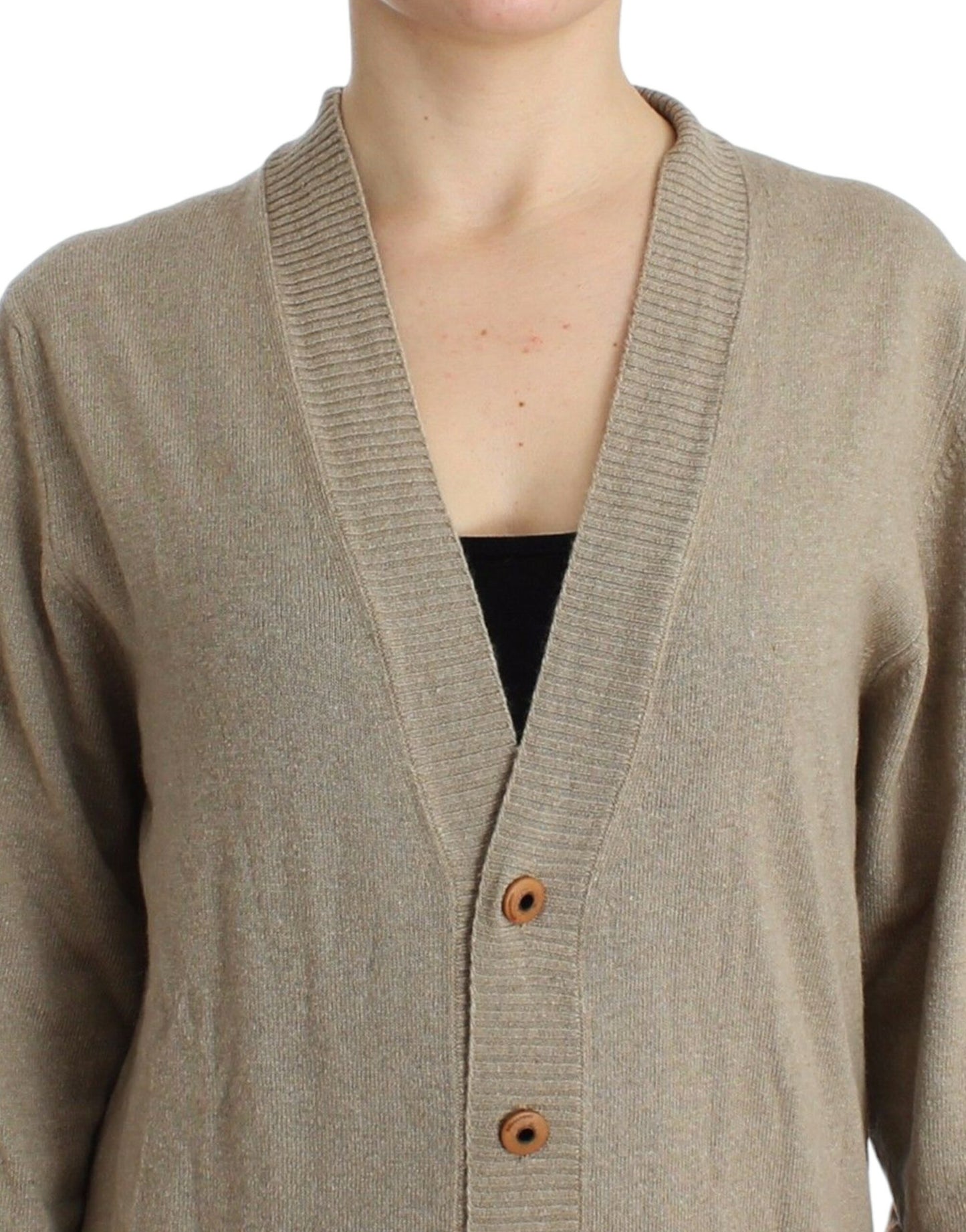 Beige Cardigan Wool Cashmere Sweater Knit