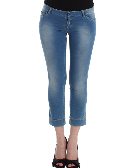 Beachwear Blue Jeans Capri Pants Cropped