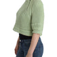 Green Cropped Knit Sweater Knitted Jumper
