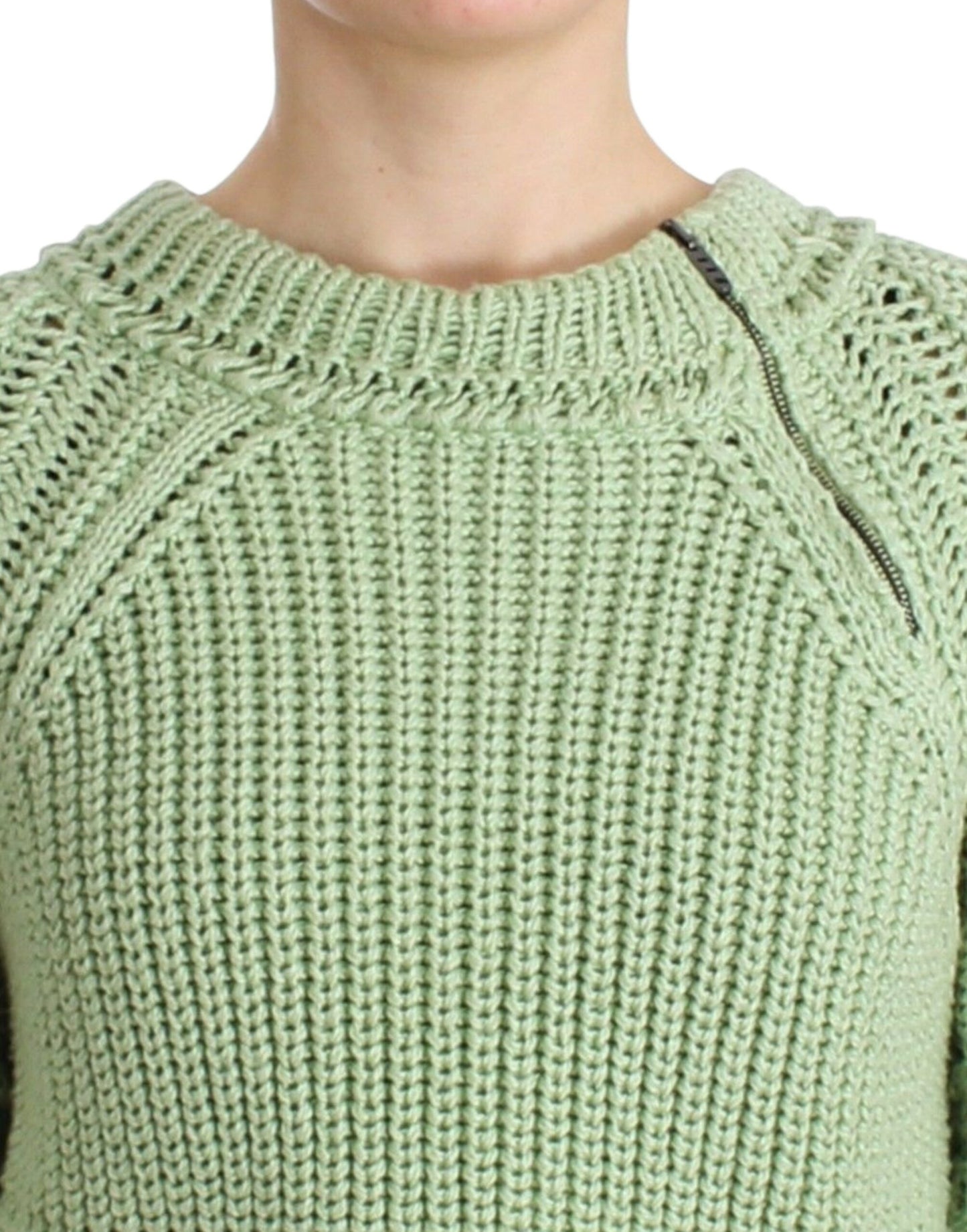 Green Cropped Knit Sweater Knitted Jumper