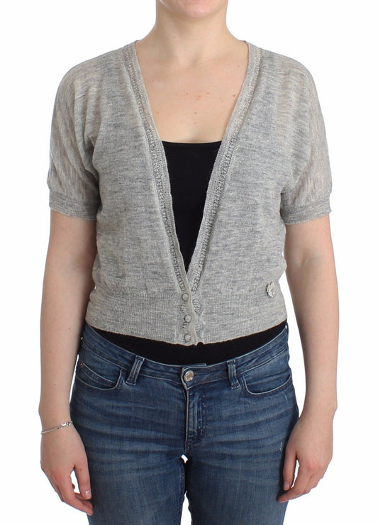 Chic Cropped Gray Alpaca-Wool Blend Sweater