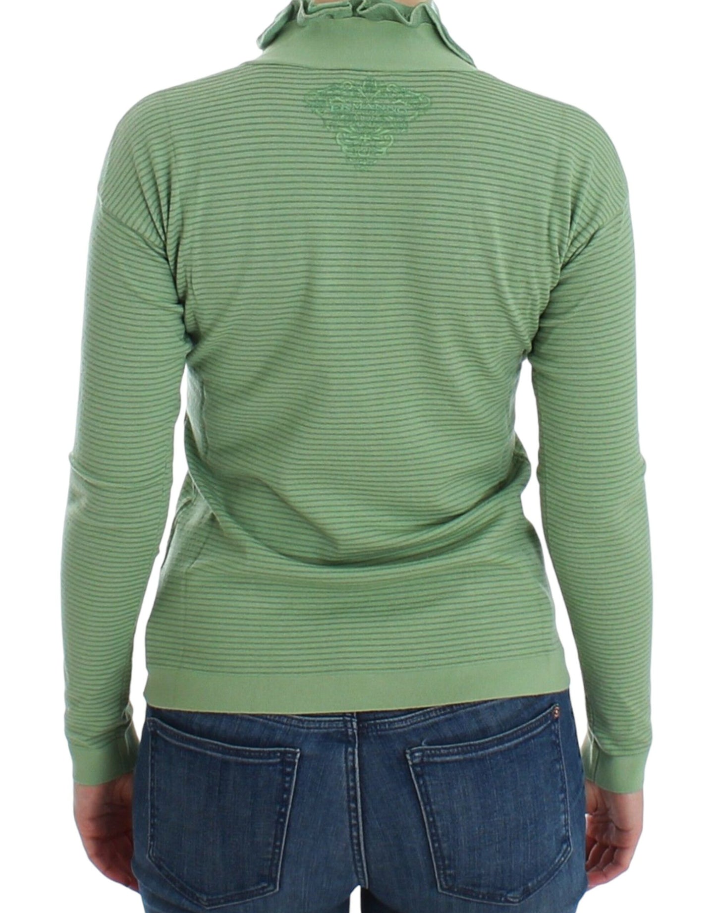 Green Wool Blend Striped Long Sleeve Sweater