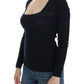 Blue Knitted Wool Stretch Sweater Top