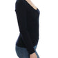 Blue Knitted Wool Stretch Sweater Top