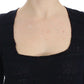Blue Knitted Wool Stretch Sweater Top
