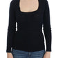 Blue Knitted Wool Stretch Sweater Top