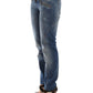 Blue Slim Jeans Denim Pants Straight Stretch