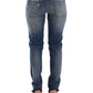 Blue Slim Jeans Denim Pants Straight Stretch