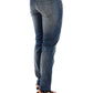 Blue Slim Jeans Denim Pants Straight Stretch