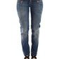 Blue Slim Jeans Denim Pants Straight Stretch