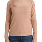 Orange Wool Blend Striped Long Sleeve Top