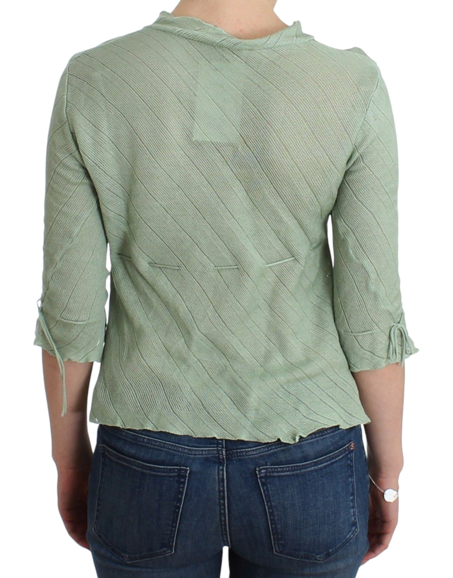 Green Lightweight Knit Sweater Top Blouse