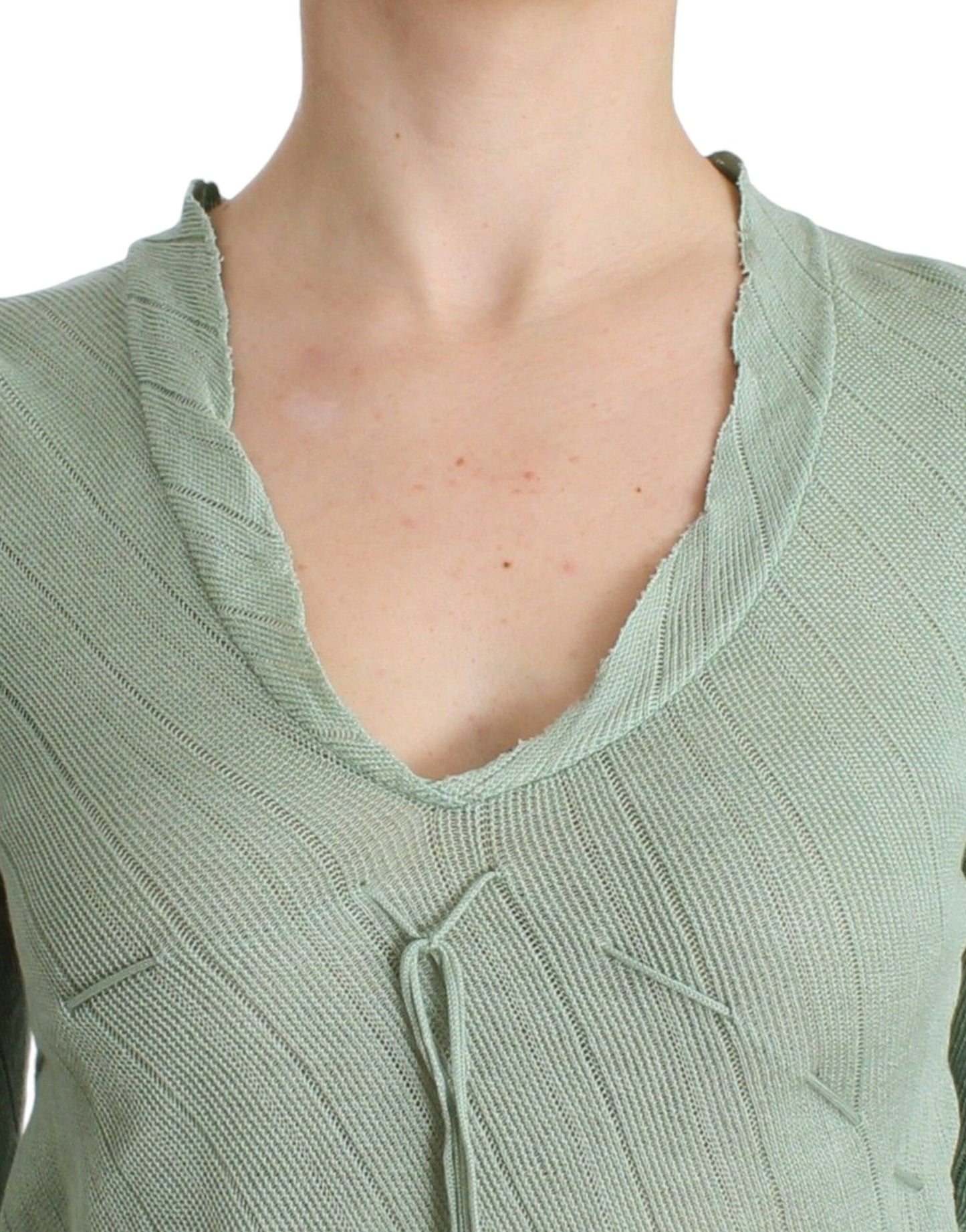 Green Lightweight Knit Sweater Top Blouse