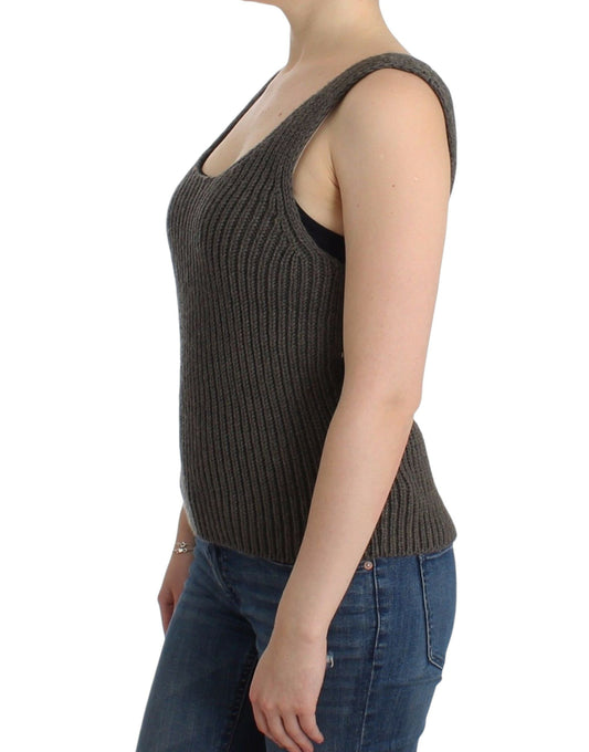 Gray Knit Top Knitted Sweater Merino Wool