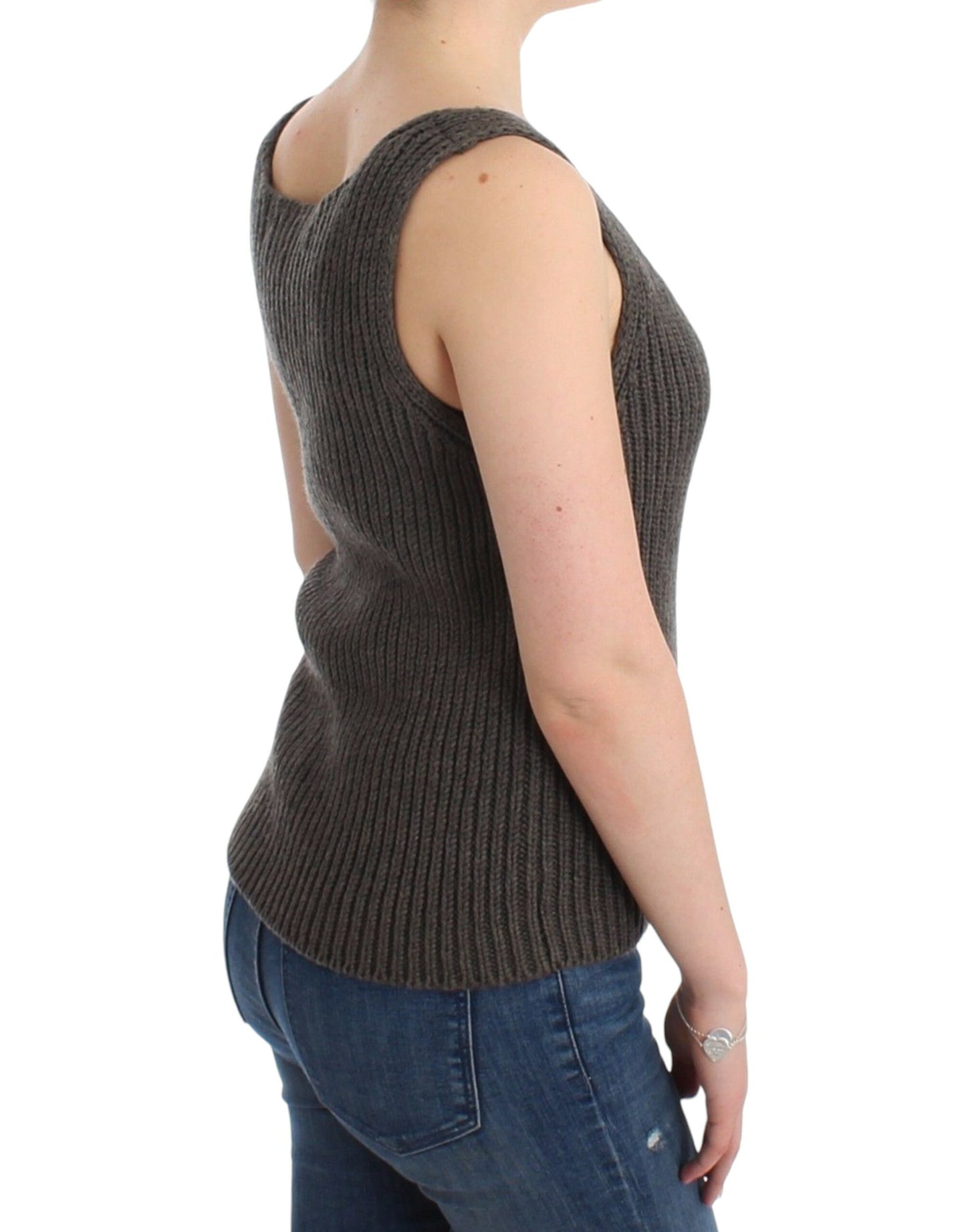 Gray Knit Top Knitted Sweater Merino Wool