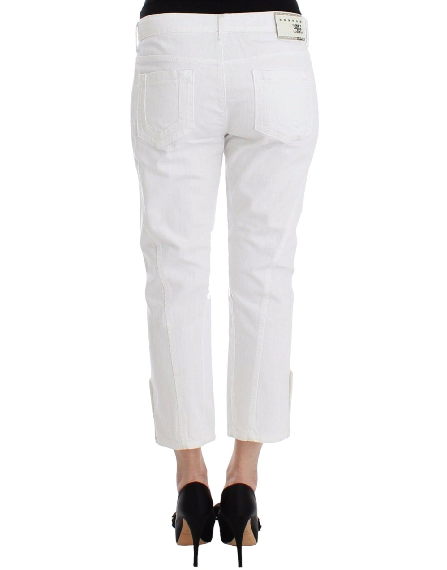 White Cropped Jeans Denim Pants Branded Capri