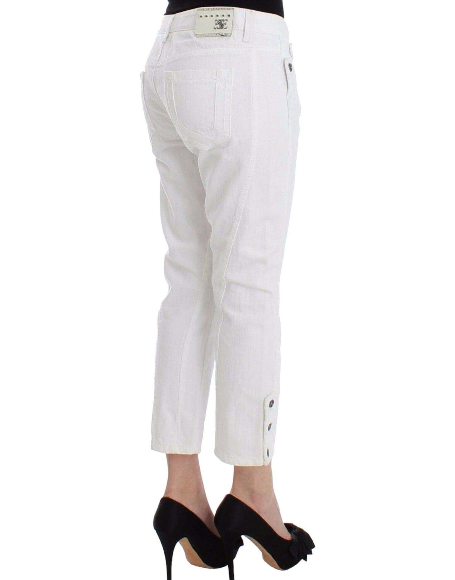 White Cropped Jeans Denim Pants Branded Capri