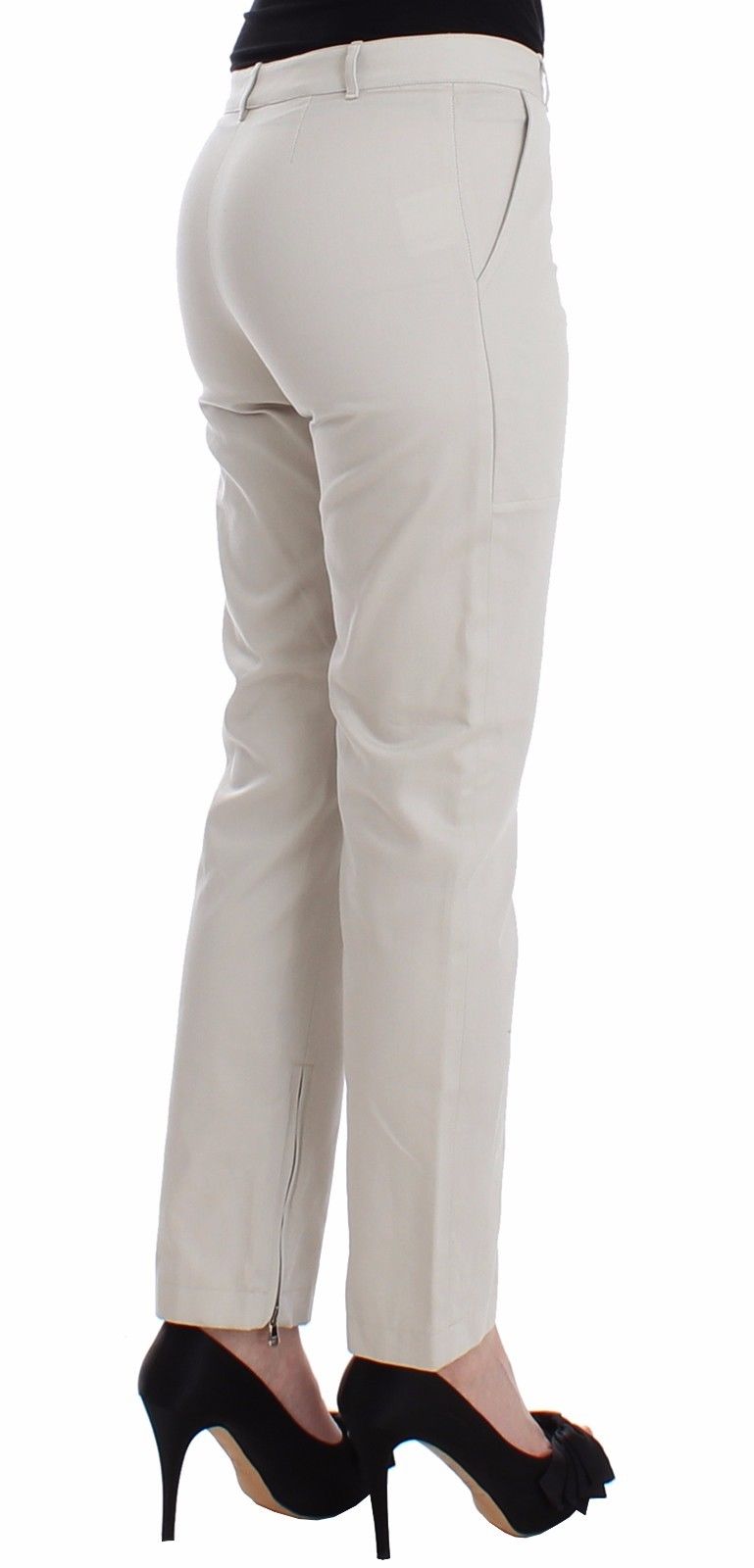 Elegantly Tailored Beige Slim Dress Pants