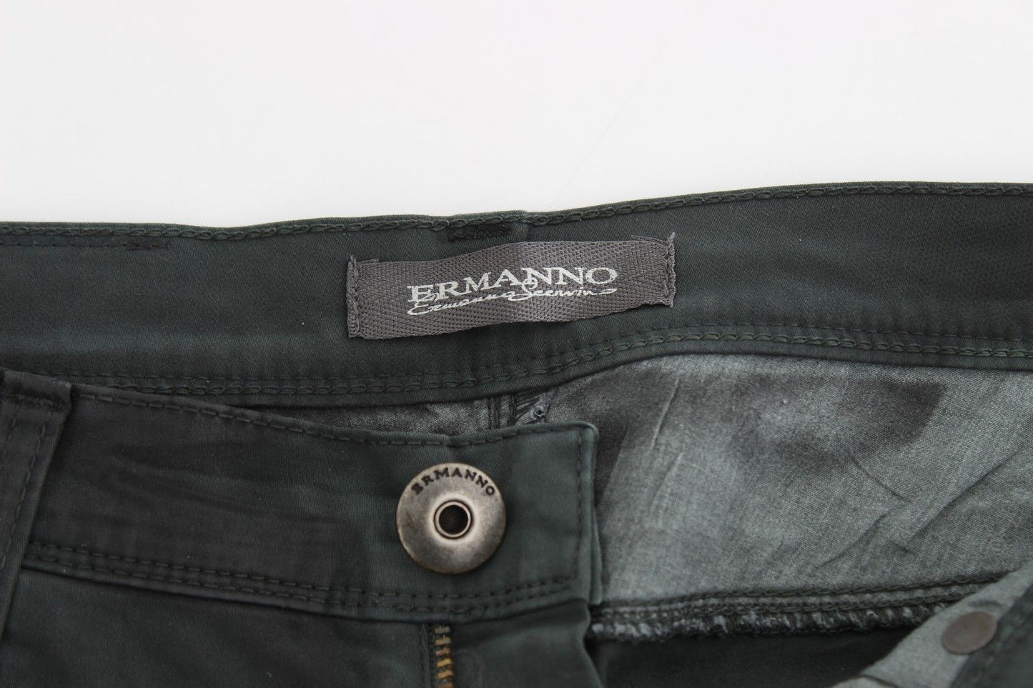 Elegant Dark Green Slim Fit Jeans