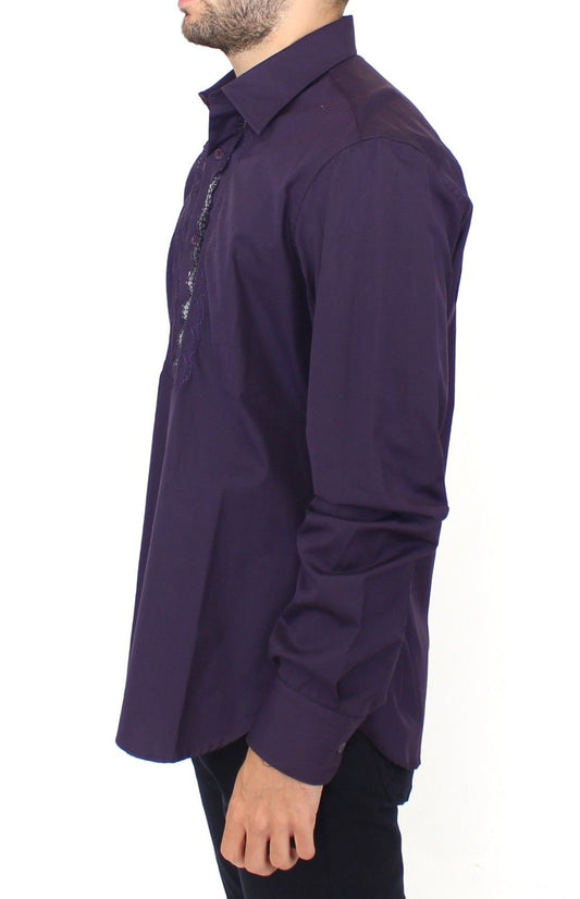 Elegant Purple Cotton Casual Shirt