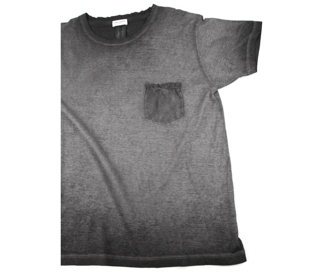 Saint Laurent Men's Grey Dyed Fine Knit Cotton T-Shirt