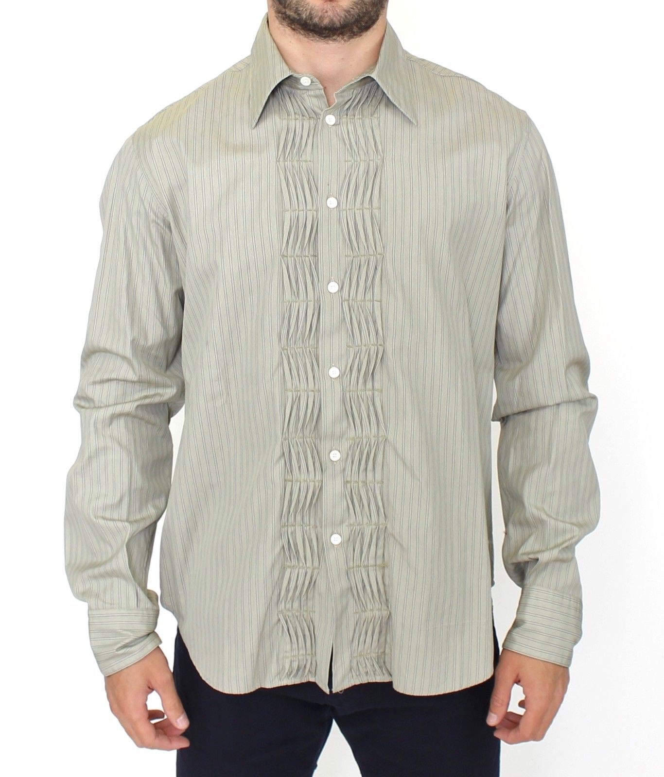 Elegantly Striped Green Casual Shirt