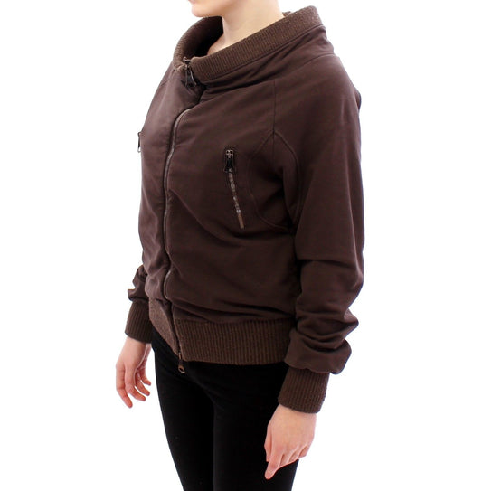 Chic Brown Full Zip Sweater Jacket